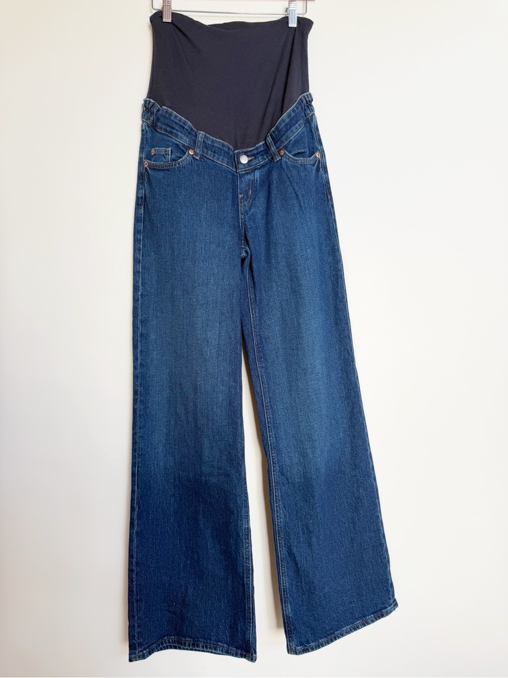 H&M Mama Maternity Dark Wash Wide Leg Jeans Size Small
